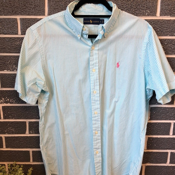 Ralph Lauren: Teal Short Sleeve Button-Down - Picture 2 of 4